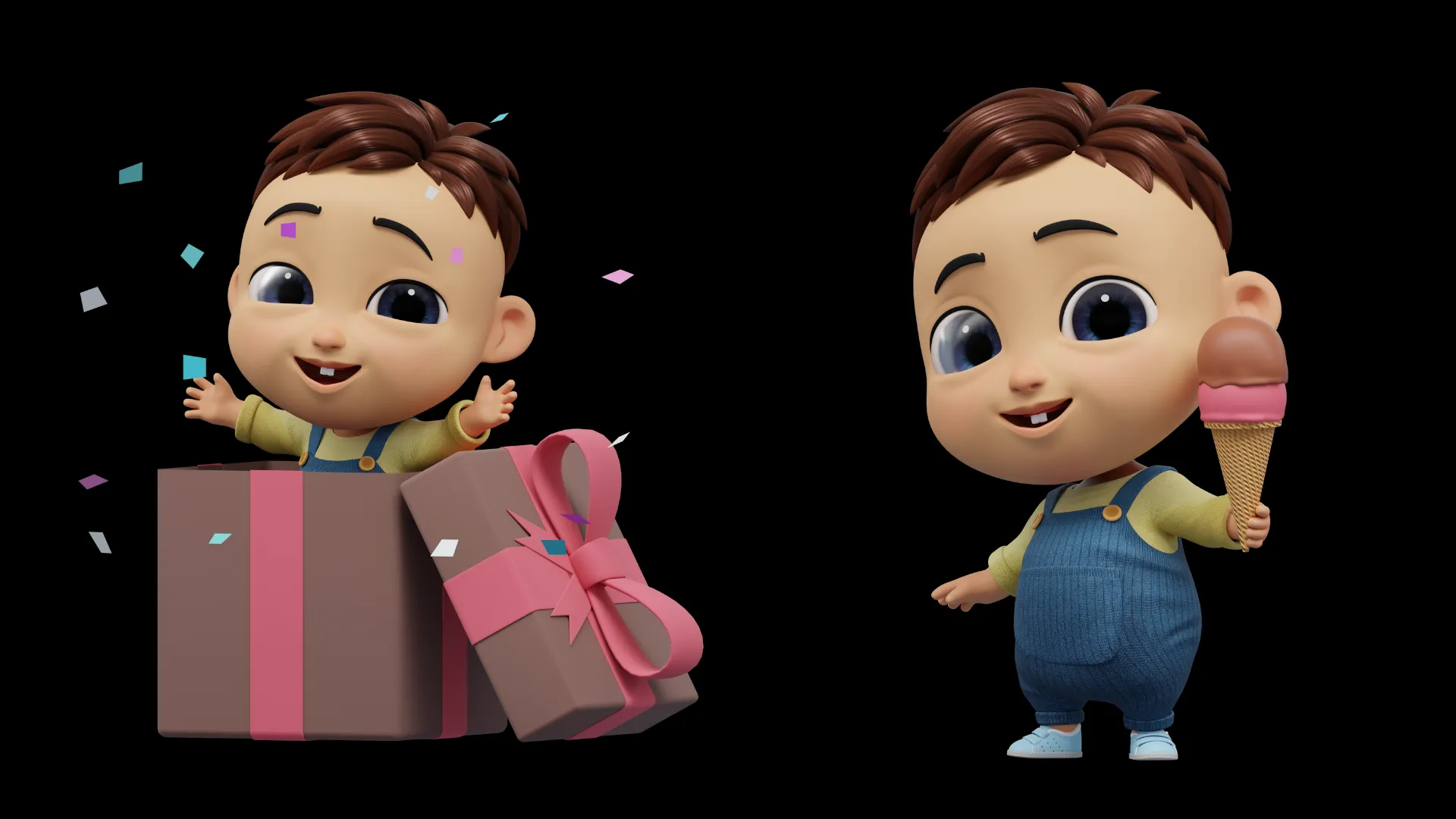 Cartoon baby boy 3D character showcase 2